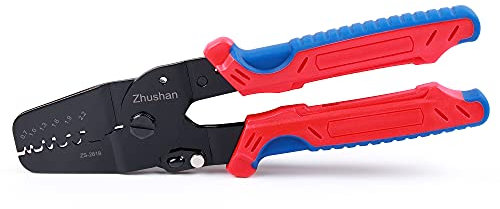 Zhushan ZS-2818 Crimpzange mit offenem Zylinder, AWG 28-20 (0,08-0,5 mm²), ergonomischer Griff, kompatibel mit Molex, JAM, Tyco, JST-Terminals, für FPV, Drohnen-Servomodell