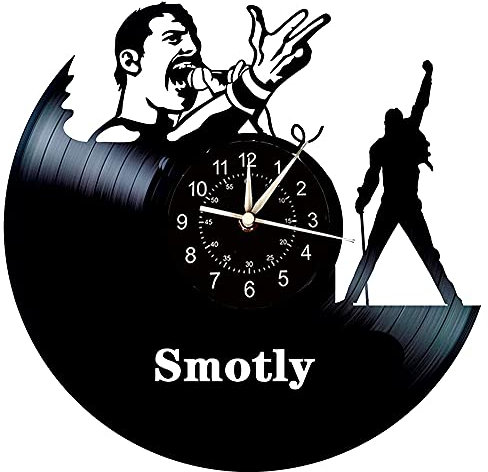 Smotly Vinyl-Wanduhr, Queen-Band-Thema-Rekord-Wanduhr, kreatives handgemachtes Heimdekorations-Digitaluhr-Geschenk