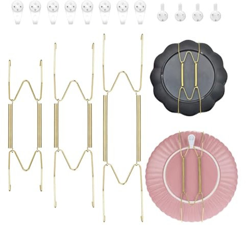 EEEKit Unsichtbare Tellerhänger für die Wand, 10 Zoll Edelstahl Dekorativer Drahtplattenhalter mit Wandhaken, Set aus 12