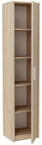 MATKAM Hochregal BODO R40Z mit Türen B40 x H182 x T35 cm, 4 Bretter und 5 Fächer, Tür mit Links- oder Rechtsanschlag, ideal für Büro, Diele Wohnzimmer, Jugend- oder Kinderzimmer (Sonoma Eiche)