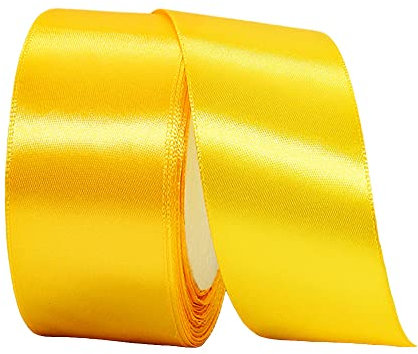 40mm Wide Yellow Ribbon for Gift Wrapping,Wedding Car Ribbon 1.5Inch Large Satin Ribbon Yellow Christmas Ribbon,22m Fabric Thick Ribbon for Crafting Hair Bow Bouquets Floristry Cake Decorations