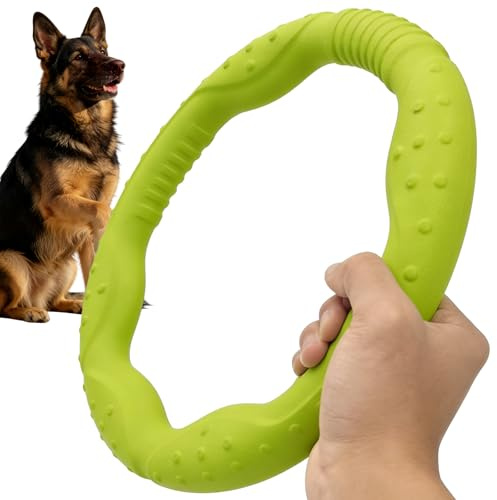 LaRoo Dog Toys for Medium/Large Dogs, Floatable Dog Flying Discs 3 Sizes Pool Toy, Interactive and Tug of War Ring Toy, Funny Fetch Teething Toys (Green, 11.8“)