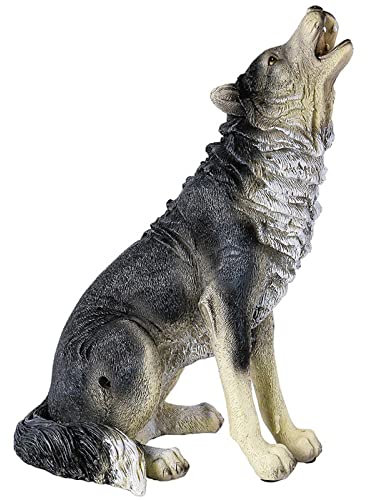 LTLCBB Gartendeko, Schwarzer Wolf Skulptur, Stimmwolf, Harz Gartenfiguren Wasserdicht Figuren Geschenk für Terrasse, Vorgarten, Garten