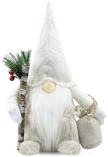 Gehydy Weihnachtswichtel Wichtel Weihnachten Dekoration Weihnachtsdeko Wichtel Figuren Christmas Decorations Zubehör für Home Küche 33cm (weiß)