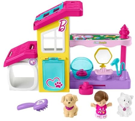 Fisher-Price Little People Barbie Kleinkind-Spielset und Tierstation mit Spa und Musikgeräuschen und 4 Teilen für Kinder ab 18 Monaten, HJW76