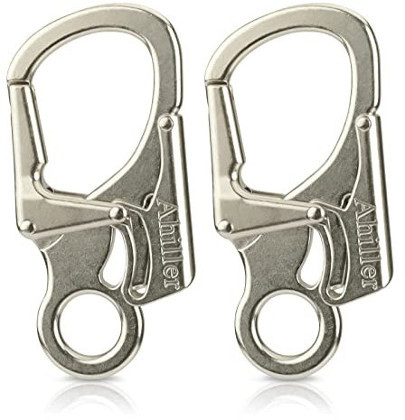Ahiller Carabiner Clip, Double Anti-Misopening Locking Design, 3 Zinc Alloy Heavy Keychain for Outdoor Camping Hiking, Key Ring Clip (Gold-2P)
