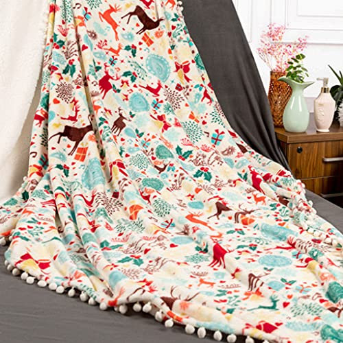eBoutik - Bunte Fleece-Decke mit Weihnachtsmotiv – Neu für 2022 hält warm Sherpa-Fleece-Überwurf für Bett, Stuhl oder Couch – Strumpffüller für Weihnachten (Weihnachten, Regenbogen)
