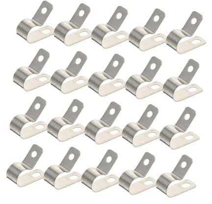 20 Pcs R Type Clamp Wire Cable Metal Brackets Wire Cable Clamps Stainless Steel Cable Clamp Simple Cable Organizer Clip Clamp Stainless Steel Silver Wire Clamp Clips Wire Clip