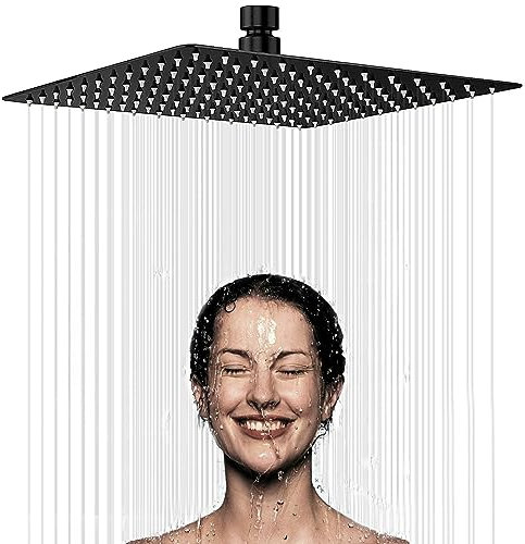 JINYOMFLY Tete de Douche Carré Inox, Tete de Douche Pluie, Pommeau de Douche, Pomme de Douche Haute Pression, Rotatif 360°, Facile à Installer et à Nettoyer, 8 Pouces