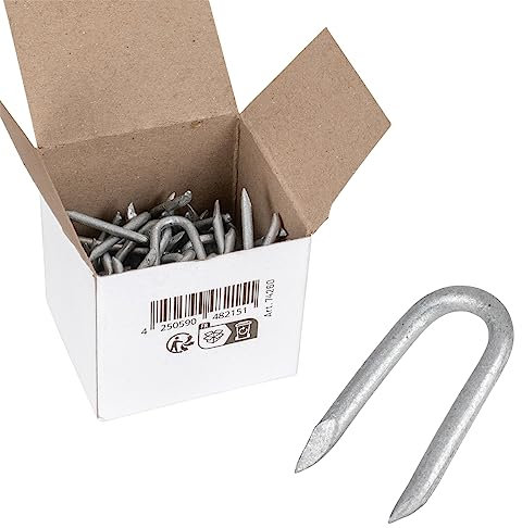 VOSS.farming 5X Krampen, Drahtschlaufen, verzinkt, 2,2 x 25mm, 0,1kg, Befestigungskrampe, Haken, Schlaufen, Krampennägel