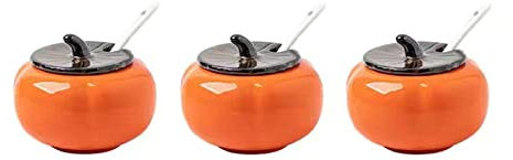 Sucrier orange avec couvercle, pot de stockage de sucre en forme de tomate de 220 ml, pot à sucre, pot à épices for récipient à sucre, for café, restaurant, maison-orange-2 ensemble de pots à épices d