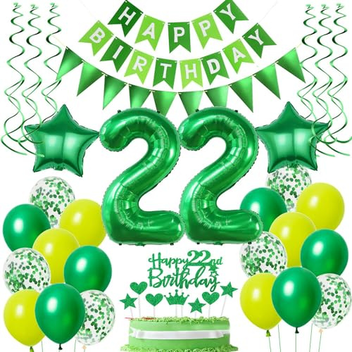 Ballons 22 Geburtstag Mann Frauen Grün Luftballons 22. Geburtstag Mann Frauen deko 22. Grün Tortendeko 22 Männer Geburtstagsdeko 22 Jahre Frau dekoration