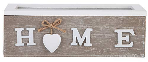 Tomotato Organizzatore per Bustine di Tè e Gioielli in Legno Massello con 3 Scomparti, Coperchio a Vetro - Scatola Portaoggetti Decorativa per Casa (24x8 cm)