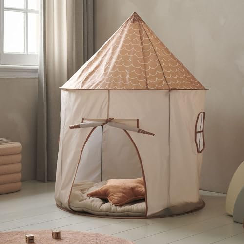 Petite Amélie ® Kinderzelt Für Drinnen | Spielzelt 1,25m Hoch X Ø 1,05 Meter | Einfach Aufzubauen Mit Pop-up Mechanismus | EIN Echter Hingucker | Beige und Braun