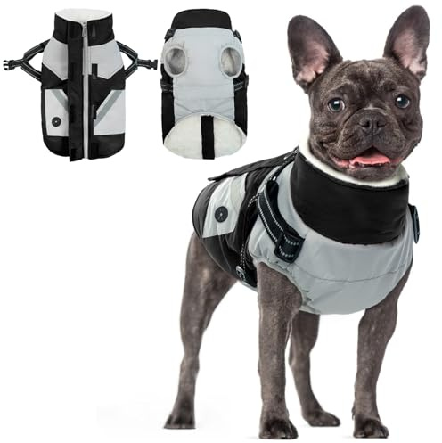 PUMYPOREITY Hundemantel Fleece Winter,Hund Warm Kleidung Welpen Jacke Weste Hunde Mantel Regendicht Winddicht Outdoor für Große Anzug Winter mit Reißverschluss(Schwarz,XS)