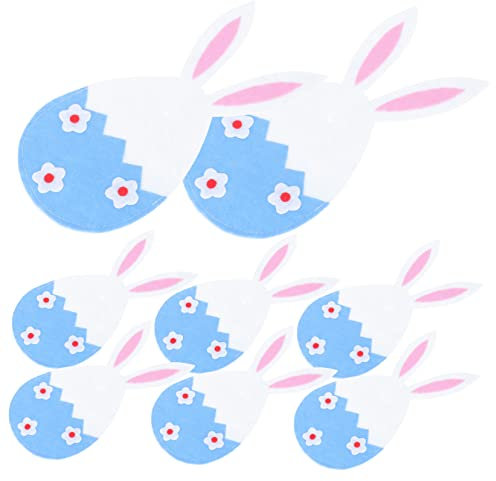 Zerodeko 8 Piezas Cubiertos De Pascua Porta Cubiertos para Mesa Porta Utensilios En Forma De Huevo Tenedor De Cuchillo Bolsa De Vajilla Cabeza De Conejo Banquete Comedor Tela No Tejida