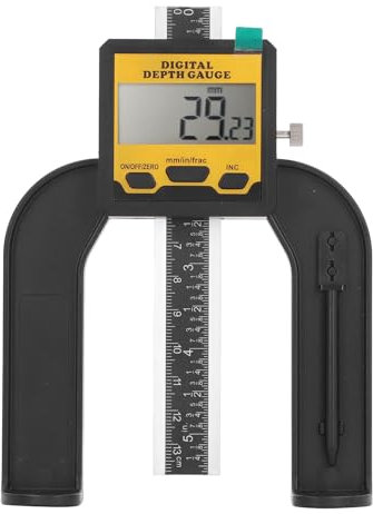 Digital Depth Gauge, 0.01mm Resolution LCD Display Digital Height Gauge with Magnetic Base, Unit Conversion, Woodworking Height and Depth Measurement Tool for Router Table