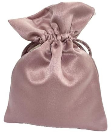 20 Sacchetti in Raso 10x12 cm di Vari Colori Ideali per bomboniera bomboniere Fai da Te e per Qualsiasi Occasione (Rosa Antico)