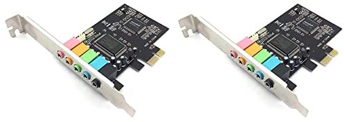 Fegtrty 2X 5.1 Internal Sound Card for Windows 10 with Low Profile Bracket, 3D Stereo PCI-E, Chip 32/64 Bit Sound Card PCI, 750050511