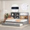 FEZTOY Funktionsbett ausziehbarem Bett 90x200cm- Schlafsofa Bett mit Mehrfach Lagerregal, Kinderbett Ausziehbett inkl. Lattenrost, Regalbett Stauraumbett (Grau A)