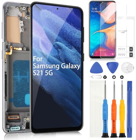 ARSSLY Pour Samsung Galaxy S21 5G LCD Display, pour Galaxy S21 SM-G990 SM-G991 SM-G991B SM-G991U LCD Écran tactile Digitazer Assembly Remplacement avec Réparation Kit(6,2, Noir avec Cadre)