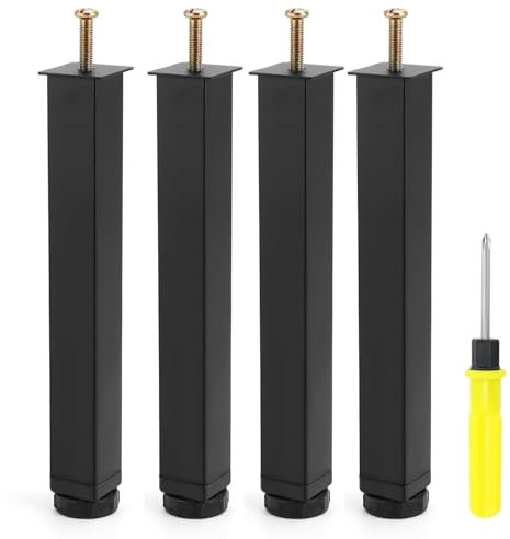 QWORK® 4 Pièces Pieds de Meubles Réglables pour Lit, Canapé, Armoire - Carrés