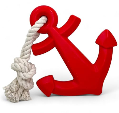 MIJOMA Hundespielzeug Anker mit Seil - Spaß und Training für Ihren Hund im Wasser und an Land, Leicht zu reinigen, Fördert Aktivität und Geschicklichkeit, 15x13x2.5cm (Rot, 15cm)