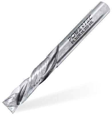 POWERTEC Up/Down Cut Compression 1/4“ Spiral Router Bit, 1/4 Shank Carbide Router Bit w/ 1-7/64 Cutting Length & 2-1/2 Long. Fits CNC Router, Handheld Router, Router Table, Plunge Router,1PK(73039)
