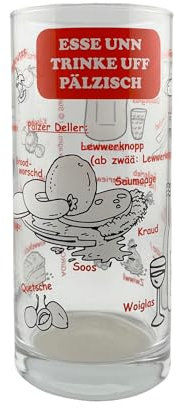 Pfälzisch für Einsteiger: Essen & Trinken - Schoppenglas 0,5 L (Weinstange) - Das Schorleglas für eine Pfälzer Schorle (100% Pälzer)