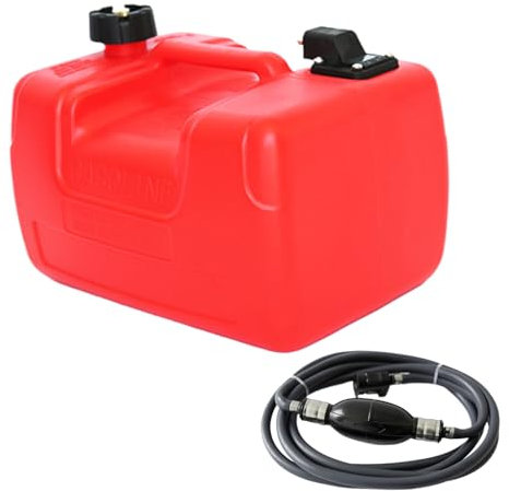 Boat Kraftstofftank Außenborder Kraftstofftank 12 l 3 Gallonen Kraftstofftank tragbar 14x11x10 Zoll Bootstank mit Stecker Hochdichte Plastikgas für Außenborder Motorboote