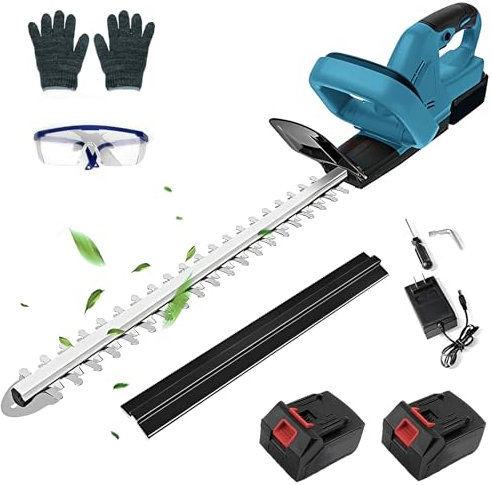 Taille Haie sans Fil,Taille Haie Batterie 21V avec 2 Batteries et Chargeur, avec Double Lame, 22 Pouces Taille Haie Electrique pour Tailler Nettement et Précisément Vos Haies et Arbustes