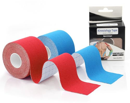 Cinta Fisioterapia 5mx5cm, Vendajes Neuromusculares, Tape Deportivo, Venda Elástica Adhesiva, Esparadrapo Resistente al Agua, Vendaje Kinesiologico, Kinesiotape, Medical Tape, Face Tape, Color Rojo