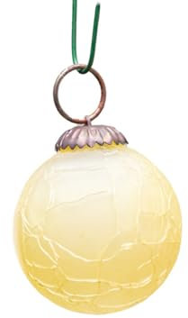 Antikas - Christbaumkugelset, Rund, 12er Set | Glas, Gelb, krakeliert | H6,0xB6,0cm