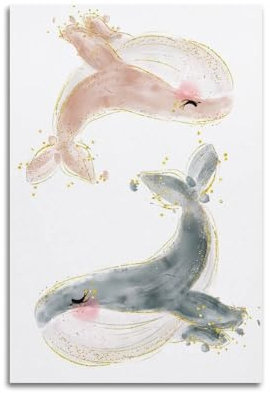 GJDYMX Kinderzimmer-Dekorationsposter, niedliches Gemälde, Buckelwal-Poster, dekorative Malerei, Leinwand, Wandposter und Kunstdruck, moderne Familienschlafzimmer-Dekor-Poster, 30 x 45 cm