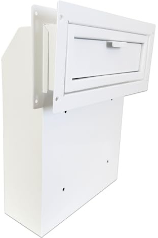 Through The Door Mail Drop Box - 1.5mm Steel Payment Dropbox - Door Mount Theft Proof Mailbox - Locking Deposit Drop Box for Night Key, Deposit, Cash, and Rent, White