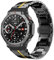 HinZann Metal Bracelet Compatible avec Amazfit T-Rex 3 Smartwatch, Métal Acier Inoxydable, Hommes Femmes Réglable Remplacement Bracelet pour Amazfit T-Rex 3 - Noir Or