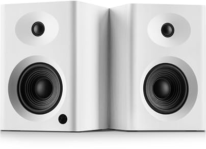 NSY Audio Bookshelf Speakers with Deep Bass, 80W Peak Output Small HiFi Gaming Computer Speakers, 4 Desktop Audio System for Small Home Office Desktop PC, Pair, White