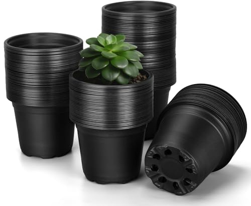 FUOAUYK Nursery Pots for Plants, 5 Inch Plant Pots with Drainage, 110pcs Small Plastic Seedlings Flower Pots for Plants (5 Inch)