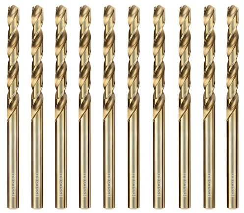 luwiscook HSS 5% Cobalt Jobber Drill Bit Set, 4mm 10pcs M35 Twist Drill Bits, 135° for Stainless Steel, Hard Metals, Cast Iron, Aluminium and Copper, Stored in A Plastic Box