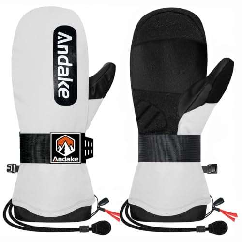 Andake Skihandschuhe für Herren Damen Jugendliche Snowboard Handschuhe | Warme Wasserdichte Winddichte Winterhandschuhe Fäustlinge für Snowboarden Skifahren Wintersport im Freien