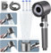 Pommeau de Douche Haute Pression,Pommeau Douche Anti Calcaire,avec Tuyau 1.5M et Support de Douche,Pommeau de Douche Economie Deau,4 Types de Jets avec Bouton D'arrêt D'eau,Massage Shower Heads