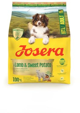 Josera Vollständiges Trockenfutter für ausgewachsene Lamm & Süßkartoffel, alle Rassengrößen, getreidefrei, Einzeltierprotein, Immun Plus, Kräuter und Früchte, 0,9 kg