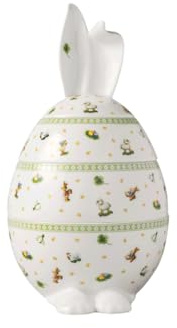 Villeroy & Boch - Easter Delight Dose rund Grün, Keksdose Ostern in Eierform, Osterdose für Gebäck, Süßigkeiten oder Schokolade, Geeignet als Osternest-Ersatz, Premium Porzellan