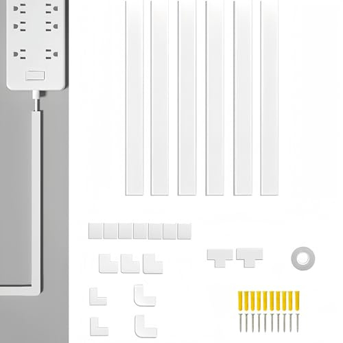 Kabelk-Set, 2,4 m, 15 x 10 mm Kabelk für TV-Kabel, selbstklebende Wandkabel-Ordnung, Drahtabdeckungen, Wand, Kabelmanagement zum Verstecken der Wandhalterung, TV-Netzkabel im Heimbüro (6 Stück