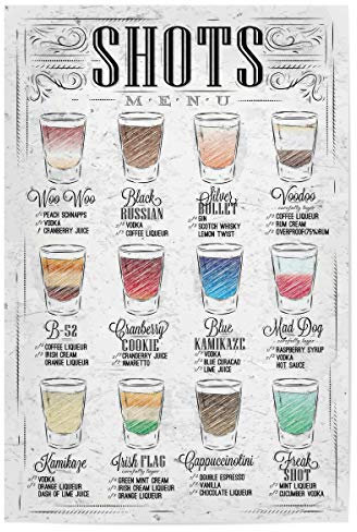 artboxONE Poster 30x20 cm Essen & Trinken Shots Menu II hochwertiger Design Kunstdruck - Bild Syrup Alkohol b-52