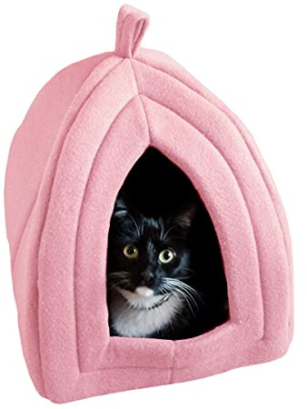 Petmaker Katzenhaus für den Innenbereich mit herausnehmbarem Schaumstoffkissen, Haustierzelt für Welpen und Kleintiere, pink