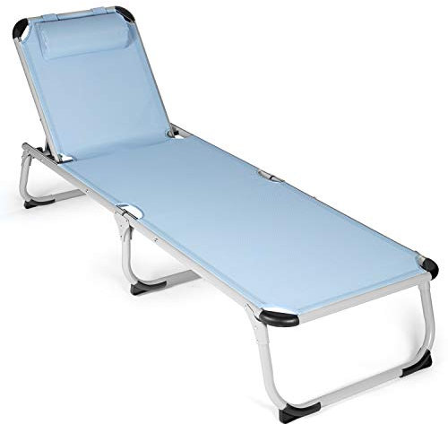 Park Alley Sonnenliege mit Kissen, Gartenliege klappbar, hellblau