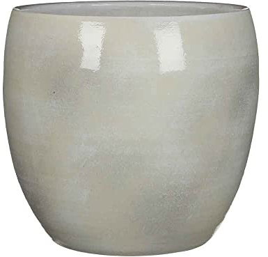 MICA Decorations Lester Pot de Fleurs Terre Cuite Rond Gris Clair 31 x Ø 33 cm - Pot de Plante