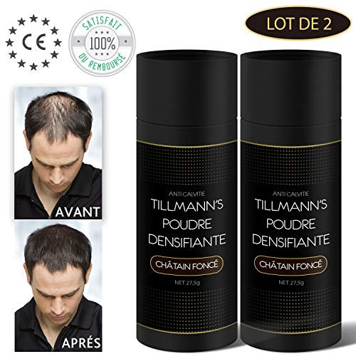 Haarpuder für Damen und Herren, Haarpuder, Bart, Haarfasern, 27,5 g, Dunkelbraun, Braun, 2 Flaschen