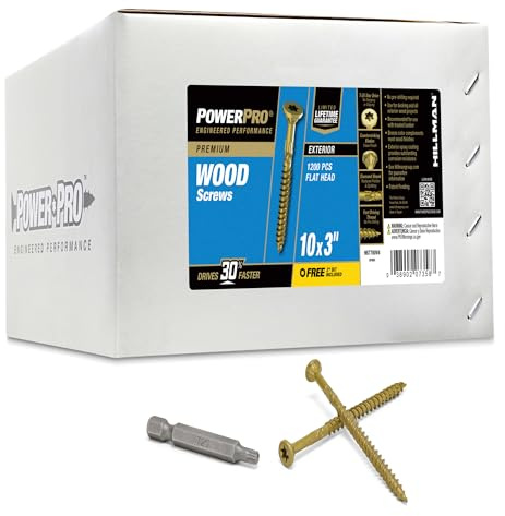 Power Pro Exterior Wood Screws, #10 x 3in, 1200 Pieces, Bronze